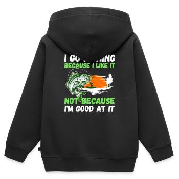 Angler Hobby Angler Fischer - Sweat Premium à capuche zippé enfant bio - noir - Dos - AI Model Kid Male (0cm)