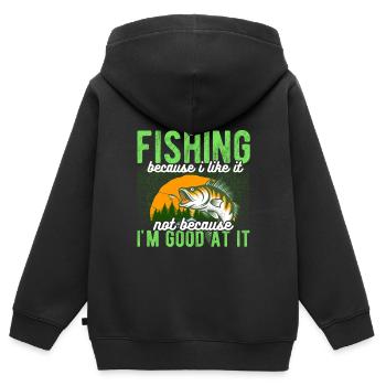 Angler Hobby Angler Fischer - Sweat Premium à capuche zippé enfant bio - noir - Dos - AI Model Kid Male (0cm)