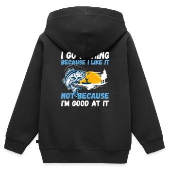 Angler Hobby Angler Fischer - Sweat Premium à capuche zippé enfant bio - noir - Dos - AI Model Kid Male (0cm)