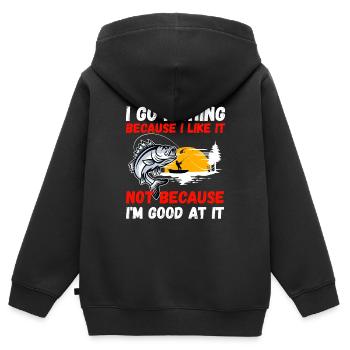 Angler Hobby Angler Fischer - Sweat Premium à capuche zippé enfant bio - noir - Dos - AI Model Kid Male (0cm)
