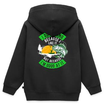Angler Hobby Angler Fischer - Sweat Premium à capuche zippé enfant bio - noir - Dos - AI Model Kid Male (0cm)