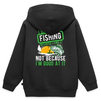 Angler Hobby Angler Fischer - Sweat Premium à capuche zippé enfant bio - noir - Dos - AI Model Kid Male (0cm)