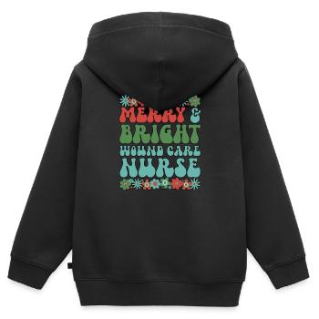 Infirmière en soins des plaies Noël RN Soins infirmiers aux plaies Noël - Sweat Premium à capuche zippé enfant bio - noir - Dos - AI Model Kid Male (0cm)