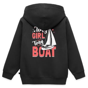 Petite fille École de voile petit bateau mer Baltique - Sweat Premium à capuche zippé enfant bio - noir - Dos - AI Model Kid Male (0cm)