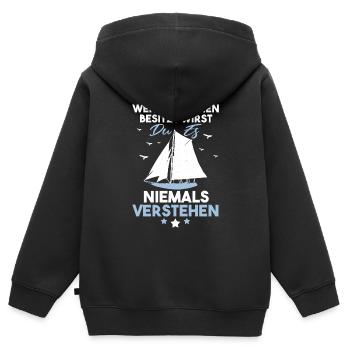 Lustiges Ostsee Segler Helgoland eigner Spruch - Kinder Premium Organic Zip Hoodie - Schwarz - Hinten - AI Model Kid Male (0cm)