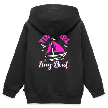 Petite fille École de voile petit bateau mer Baltique - Sweat Premium à capuche zippé enfant bio - noir - Dos - AI Model Kid Male (0cm)