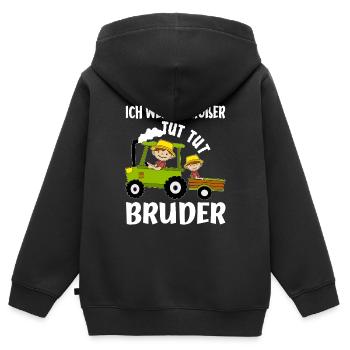 Ich Werde Großer Bruder Bauer & Traktor Idee - Kinder Premium Organic Zip Hoodie - Schwarz - Hinten - AI Model Kid Male (0cm)