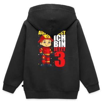 Aufgepasst ich bin jetzt 3 Jahre - Spruch Gebursta - Kinder Premium Organic Zip Hoodie - Schwarz - Hinten - AI Model Kid Male (0cm)
