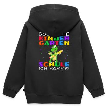 Schulkind Ende Kindergarten Dino Erste Klasse Schu - Kinder Premium Organic Zip Hoodie - Schwarz - Hinten - AI Model Kid Male (0cm)