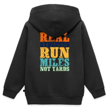 Real Athletes Run Miles Not Yards - Kinder Premium Organic Zip Hoodie - Schwarz - Hinten - AI Model Kid Male (0cm)