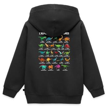 Mein Dinosaurier Alphabet Kinder Arten Dino A-Z - Kinder Premium Organic Zip Hoodie - Schwarz - Hinten - AI Model Kid Male (0cm)