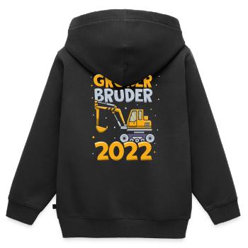 Großer Bruder 2022 - Schwangerschaft Bagger Geburt - Kinder Premium Organic Zip Hoodie - Schwarz - Hinten - AI Model Kid Male (0cm)