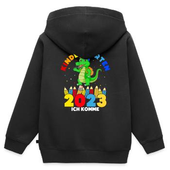 Kindergarten 2023 Ich Komme Kindergartenstart Kita - Kinder Premium Organic Zip Hoodie - Schwarz - Hinten - AI Model Kid Male (0cm)