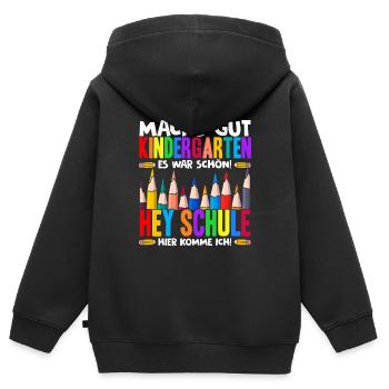 Schulkind Ende Kindergarten Dino Erste Klasse Schu - Kinder Premium Organic Zip Hoodie - Schwarz - Hinten - AI Model Kid Male (0cm)