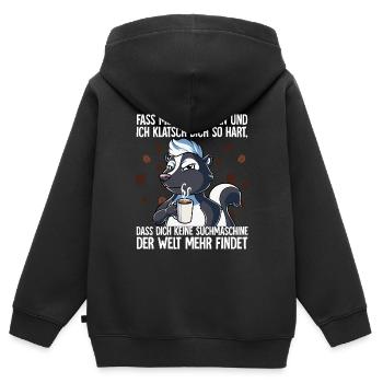 Fass mein Kaffee an und ich klatsch dich Kaffee - Kinder Premium Organic Zip Hoodie - Schwarz - Hinten - AI Model Kid Male (0cm)