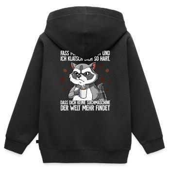 Fass mein Kaffee an und ich klatsch dich Kaffee - Kinder Premium Organic Zip Hoodie - Schwarz - Hinten - AI Model Kid Male (0cm)