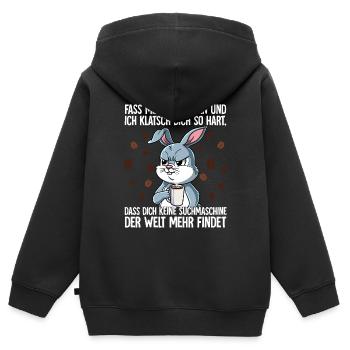 Fass mein Kaffee an und ich klatsch dich Kaffee - Kinder Premium Organic Zip Hoodie - Schwarz - Hinten - AI Model Kid Male (0cm)