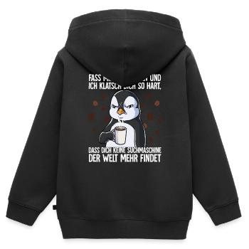 Fass mein Kaffee an und ich klatsch dich Kaffee - Kinder Premium Organic Zip Hoodie - Schwarz - Hinten - AI Model Kid Male (0cm)