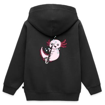 Bassklarinette Axolotl Big Band Kinder Orchester - Kinder Premium Organic Zip Hoodie - Schwarz - Hinten - AI Model Kid Male (0cm)