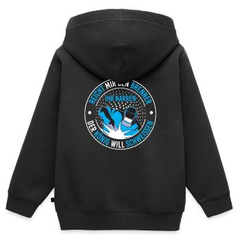 Reicht Mir Den Brenner Ihr Narren Der König Will - Kinder Premium Organic Zip Hoodie - Schwarz - Hinten - AI Model Kid Male (0cm)