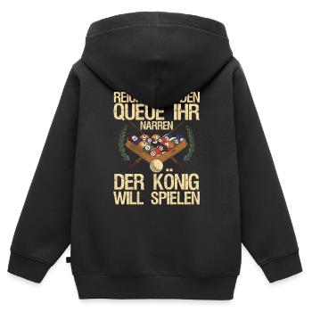 Reicht mir den Queue Der König Will Billard - Kinder Premium Organic Zip Hoodie - Schwarz - Hinten - AI Model Kid Male (0cm)