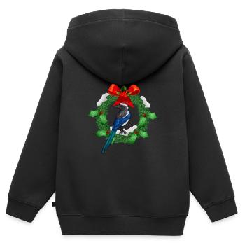 Perfektes lustiges niedliches Elster Vogel Design - Kinder Premium Organic Zip Hoodie - Schwarz - Hinten - AI Model Kid Male (0cm)