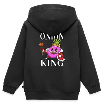 Onion King - Kinder Premium Organic Zip Hoodie - Schwarz - Hinten - AI Model Kid Male (0cm)