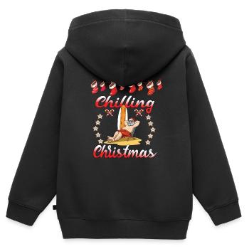 Chilling Christmas Nikolaus Weihnachtsmann Urlaub - Kinder Premium Organic Zip Hoodie - Schwarz - Hinten - AI Model Kid Male (0cm)