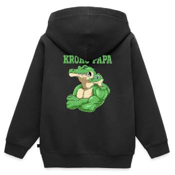 Kroko Papa Krokodil Vater und Baby Papa Vatertag - Kinder Premium Organic Zip Hoodie - Schwarz - Hinten - AI Model Kid Male (0cm)
