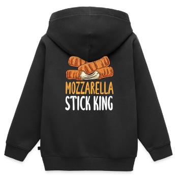 Mozzarella-Stick-König - Kinder Premium Organic Zip Hoodie - Schwarz - Hinten - AI Model Kid Male (0cm)