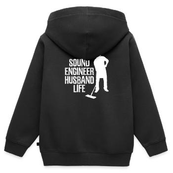 Ingénieur du son Ingénieur du son mari - Sweat Premium à capuche zippé enfant bio - noir - Dos - AI Model Kid Male (0cm)