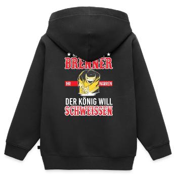 Reicht Mir Den Brenner Ihr Narren Der König Will - Kinder Premium Organic Zip Hoodie - Schwarz - Hinten - AI Model Kid Male (0cm)