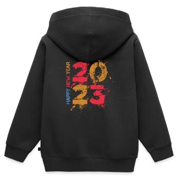 Happy New Year 2023 New Year's Eve Christmas - Kids Premium Organic Zip-up Hoodie - black - Back - AI Model Kid Male (0cm)