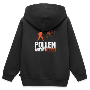 Le pollen est mon ennemi Allergie à la chemise - Sweat Premium à capuche zippé enfant bio - noir - Dos - AI Model Kid Male (0cm)