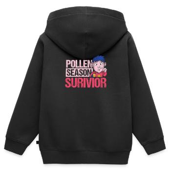 Cadeau de chemise de survivant de saison du pollen - Sweat Premium à capuche zippé enfant bio - noir - Dos - AI Model Kid Male (0cm)