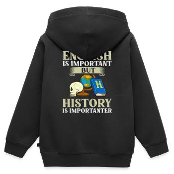 Professeur d’histoire Professeur de leçon Historien - Sweat Premium à capuche zippé enfant bio - noir - Dos - AI Model Kid Male (0cm)