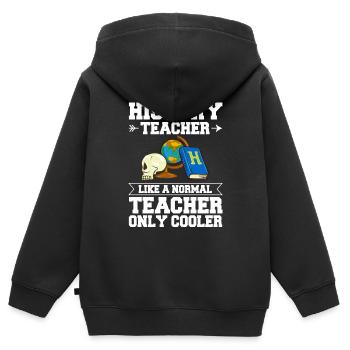 Professeur d’histoire Professeur de leçon Historien - Sweat Premium à capuche zippé enfant bio - noir - Dos - AI Model Kid Male (0cm)