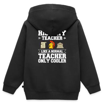 Professeur d’histoire Professeur de leçon Historien - Sweat Premium à capuche zippé enfant bio - noir - Dos - AI Model Kid Male (0cm)