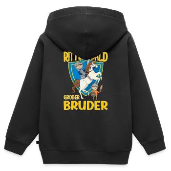Großer Bruder Ritter Geschwister Kind Nachwuchs - Kinder Premium Organic Zip Hoodie - Schwarz - Hinten - AI Model Kid Male (0cm)