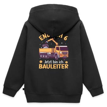 6. Geburtstag Junge Kipper Design Endlich 6 - Kinder Premium Organic Zip Hoodie - Schwarz - Hinten - AI Model Kid Male (0cm)