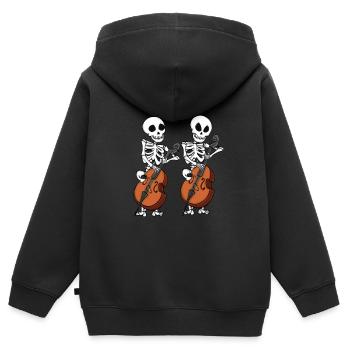 Kontrabass Skelette Orchester Big Band Kontrabass - Kinder Premium Organic Zip Hoodie - Schwarz - Hinten - AI Model Kid Male (0cm)