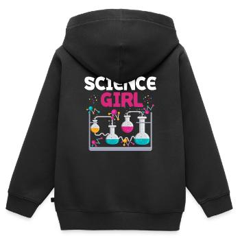 Sciences filles -chimie écolières femmes - Sweat Premium à capuche zippé enfant bio - noir - Dos - AI Model Kid Male (0cm)