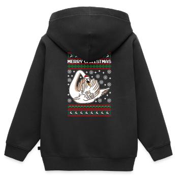 Cygne Moche Noël - Sweat Premium à capuche zippé enfant bio - noir - Dos - AI Model Kid Male (0cm)