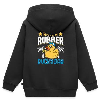 Gummiente Gummienten Entenliebhaber Badezimmer - Kinder Premium Organic Zip Hoodie - Schwarz - Hinten - AI Model Kid Male (0cm)