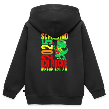 Schulanfang 2025 Dino Dinosaurier Einschulung Schu - Kinder Premium Organic Zip Hoodie - Schwarz - Hinten - AI Model Kid Male (0cm)