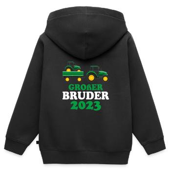 Großer Bruder 2023 Traktor Schwangerschaft - Kinder Premium Organic Zip Hoodie - Schwarz - Hinten - AI Model Kid Male (0cm)