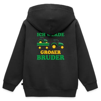 Großer Bruder 2023 Traktor Schwangerschaft - Kinder Premium Organic Zip Hoodie - Schwarz - Hinten - AI Model Kid Male (0cm)