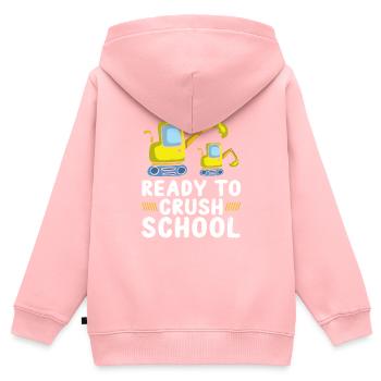 Ready To Crush Schule Bagger - Kinder Premium Organic Zip Hoodie - Rosa - Hinten - AI Model Kid Female (0cm)