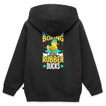 Gummiente Gummienten Entenliebhaber Badezimmer - Kinder Premium Organic Zip Hoodie - Schwarz - Hinten - AI Model Kid Male (0cm)