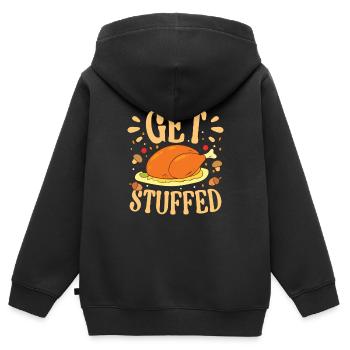 Get Stuffed für die Familie Männer Frauen und - Kinder Premium Organic Zip Hoodie - Schwarz - Hinten - AI Model Kid Male (0cm)